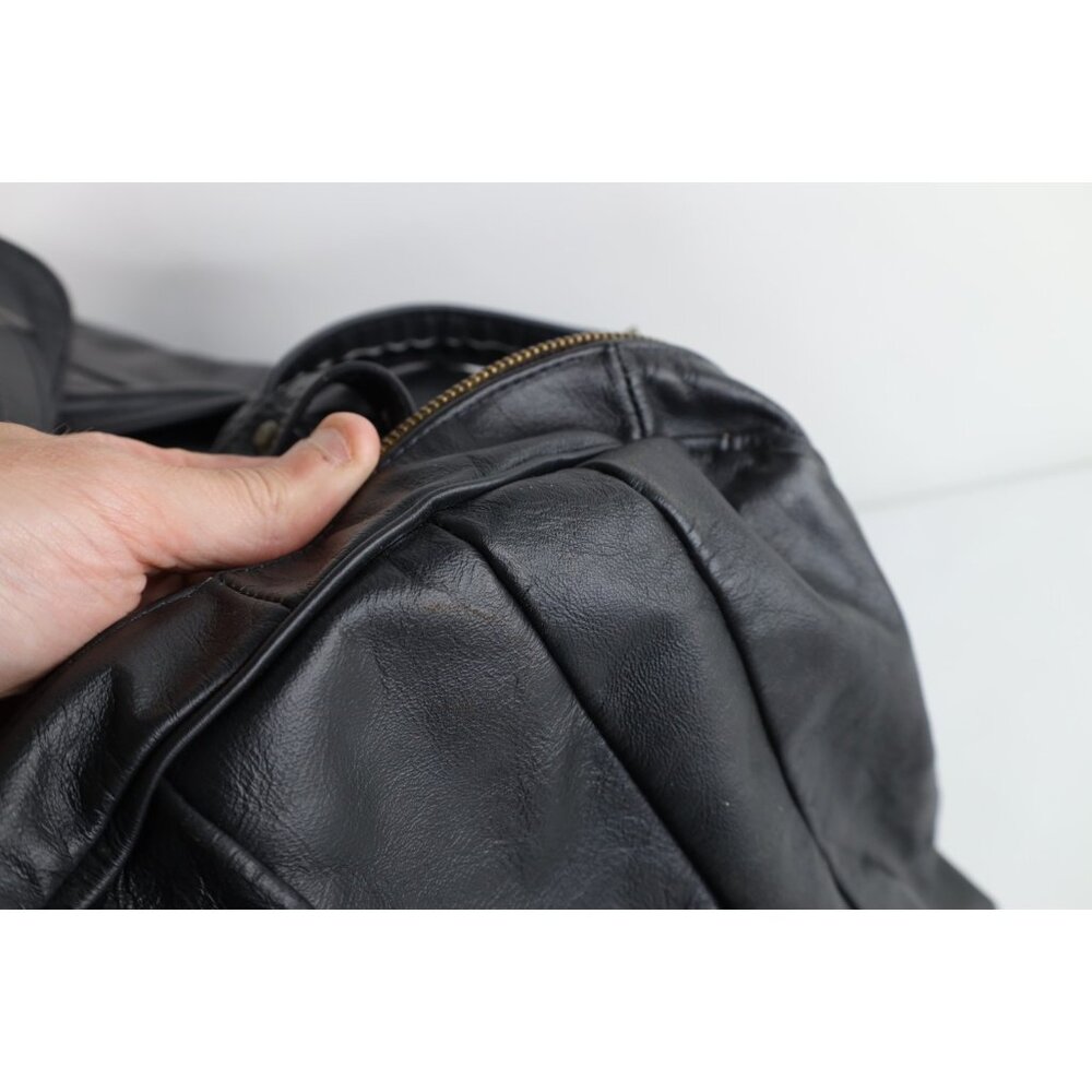 Vintage 90s Streetwear Distressed Soft Leather Duffel Bag Carry On Weekender - Picture 7 of 12